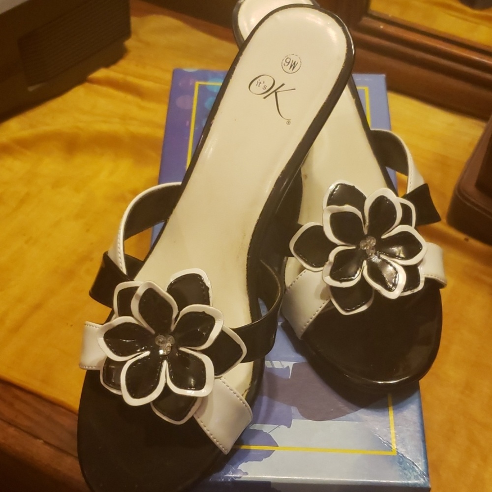 Black & White Wedge Sandals